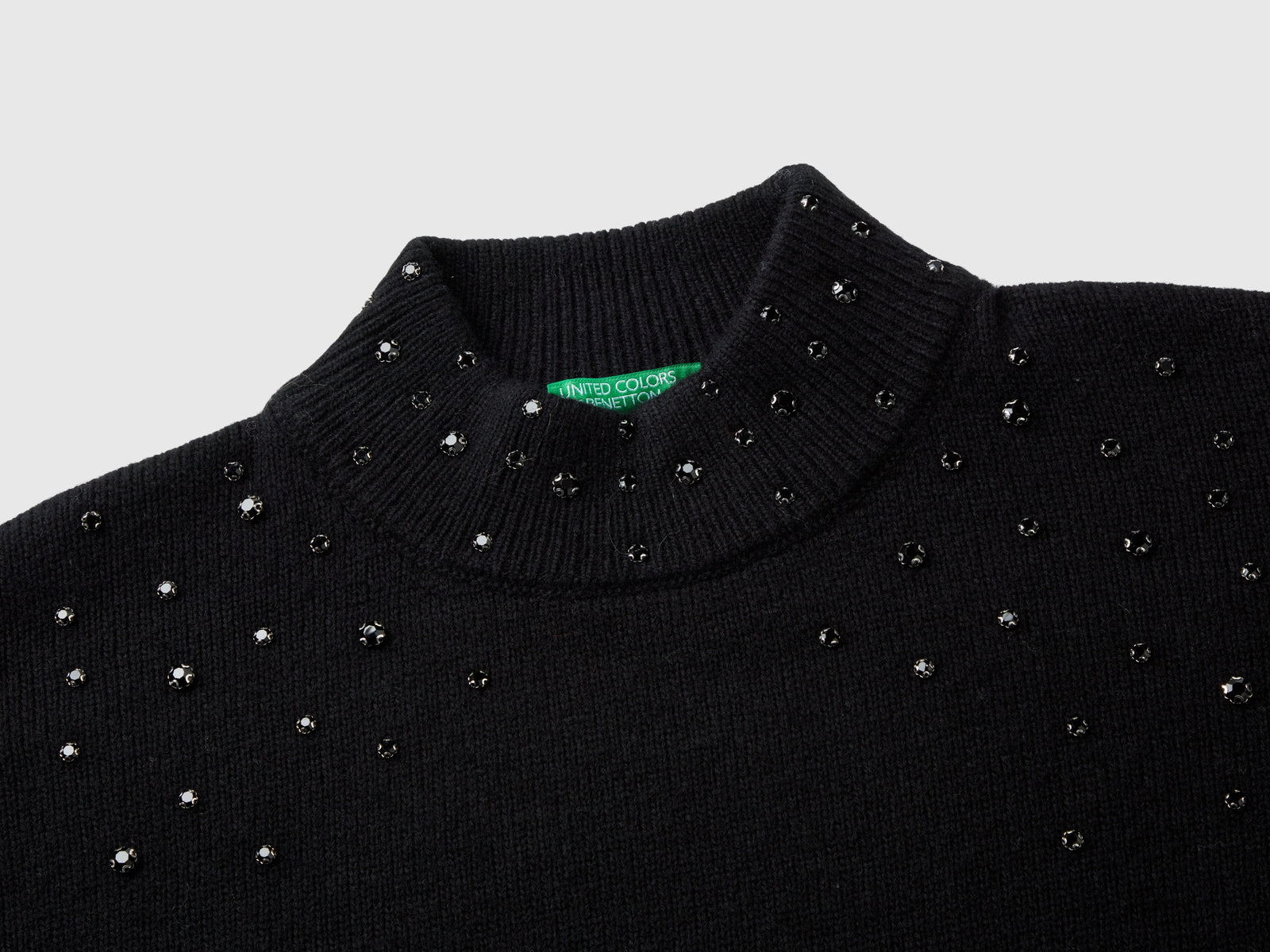 Maglia lupetto con strass da donna nero 3 | Benetton Outlet