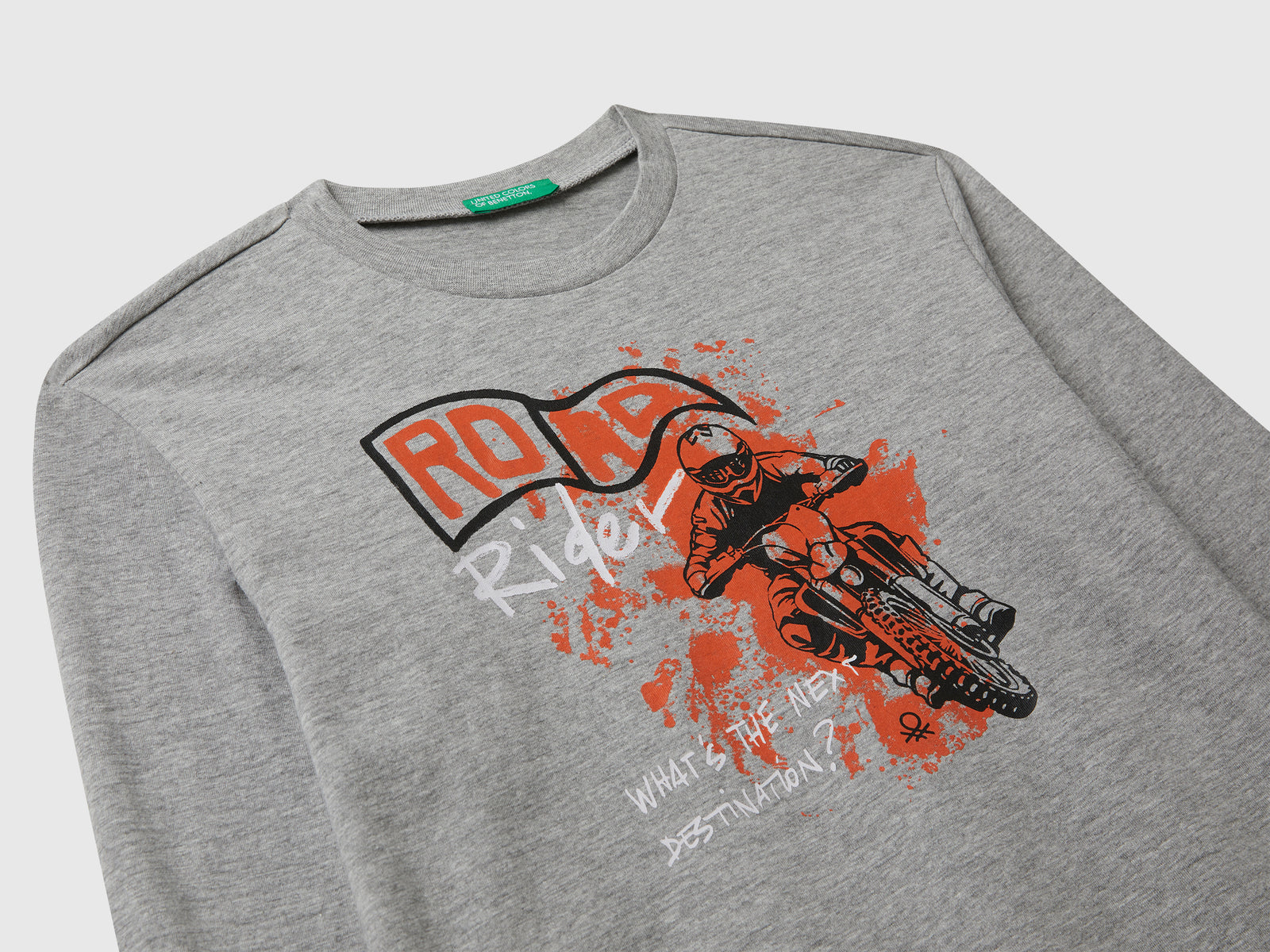T-shirt in cotone con stampa da bambino grigio chiaro 3 | Benetton Outlet