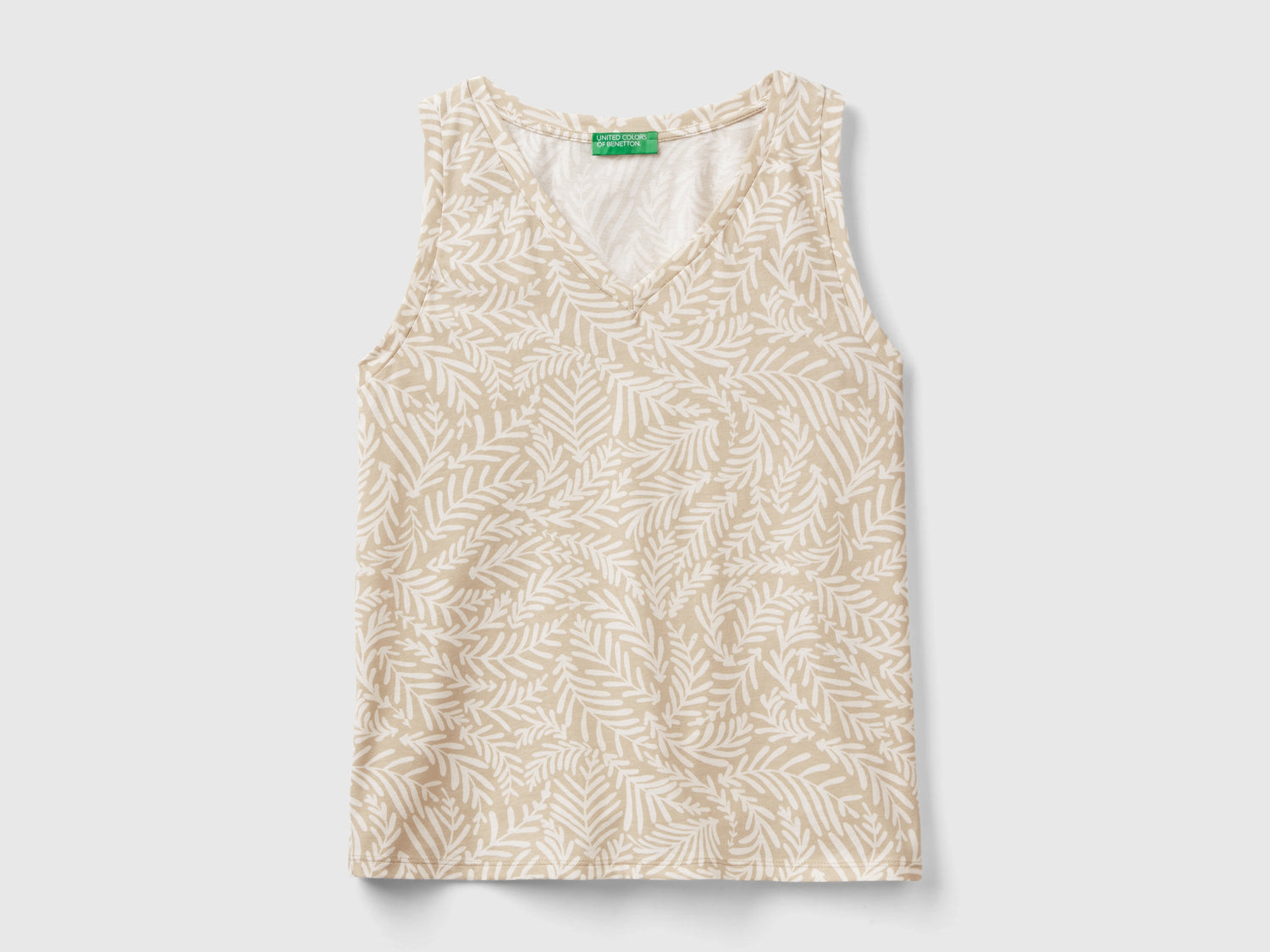 Canotta con stampa tropicale da donna beige | Benetton Outlet