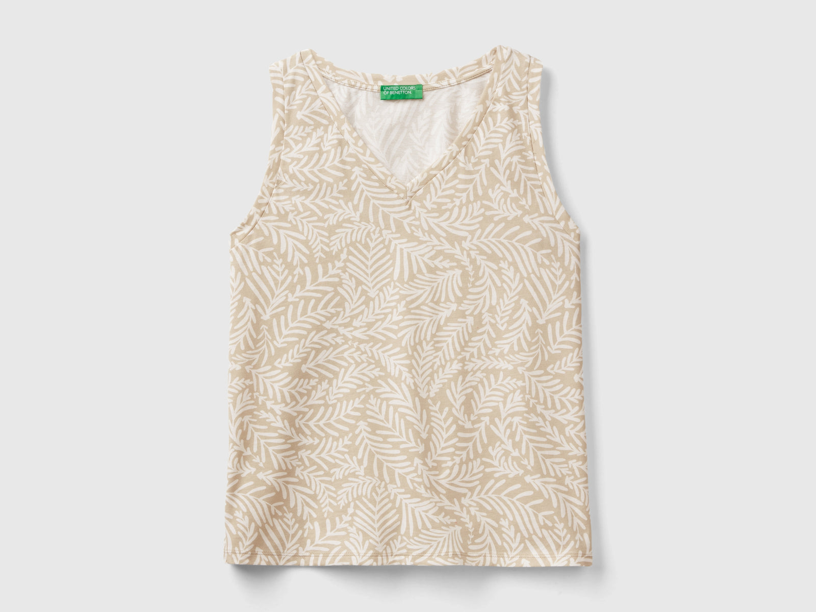 Canotta con stampa tropicale da donna beige | Benetton Outlet