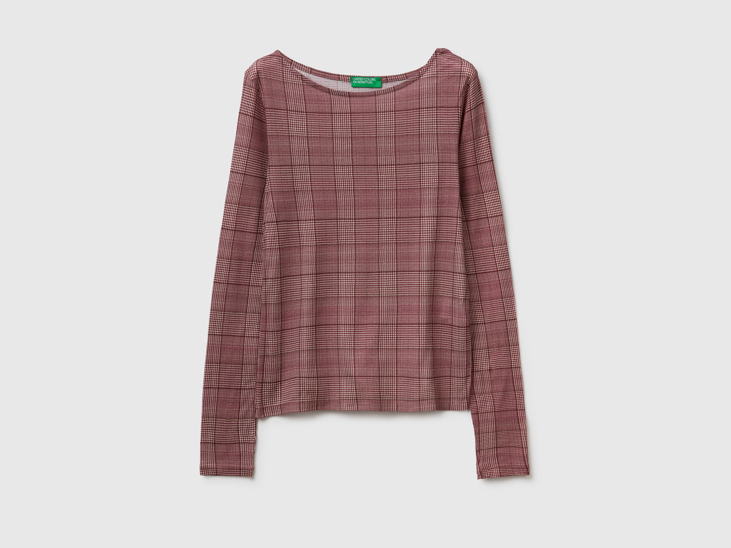 T-shirt slim fit principe di Galles da donna marrone | Benetton Outlet