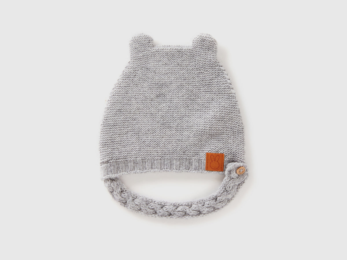 Recycled wool blend hat with ears