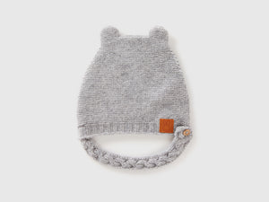 Recycled wool blend hat with ears