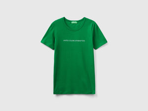 T-shirt 100% cotone con stampa logo glitter