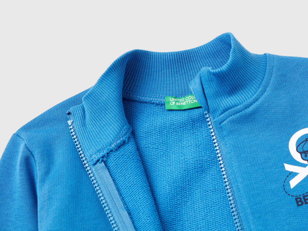 Felpa in cotone bio con zip