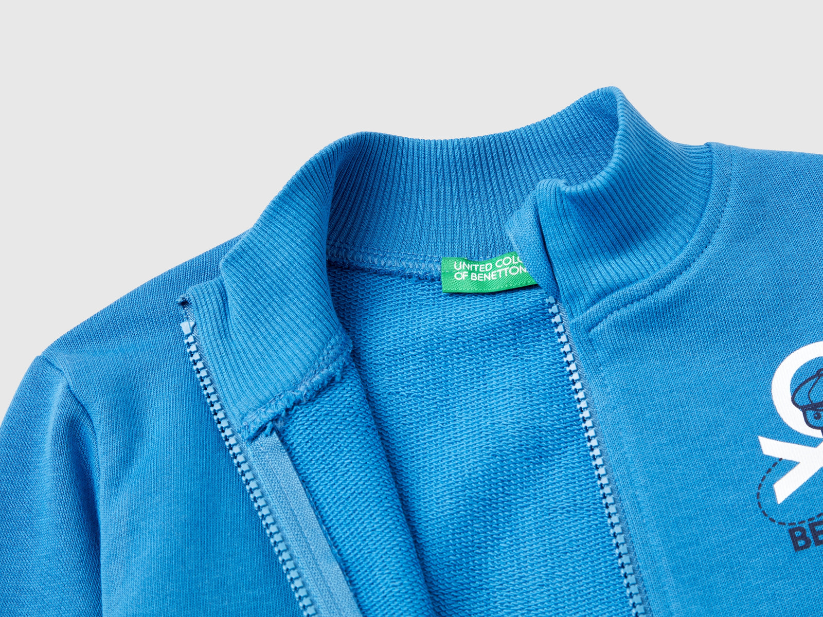 Felpa in cotone bio con zip da bimbo blu 2 | Benetton Outlet