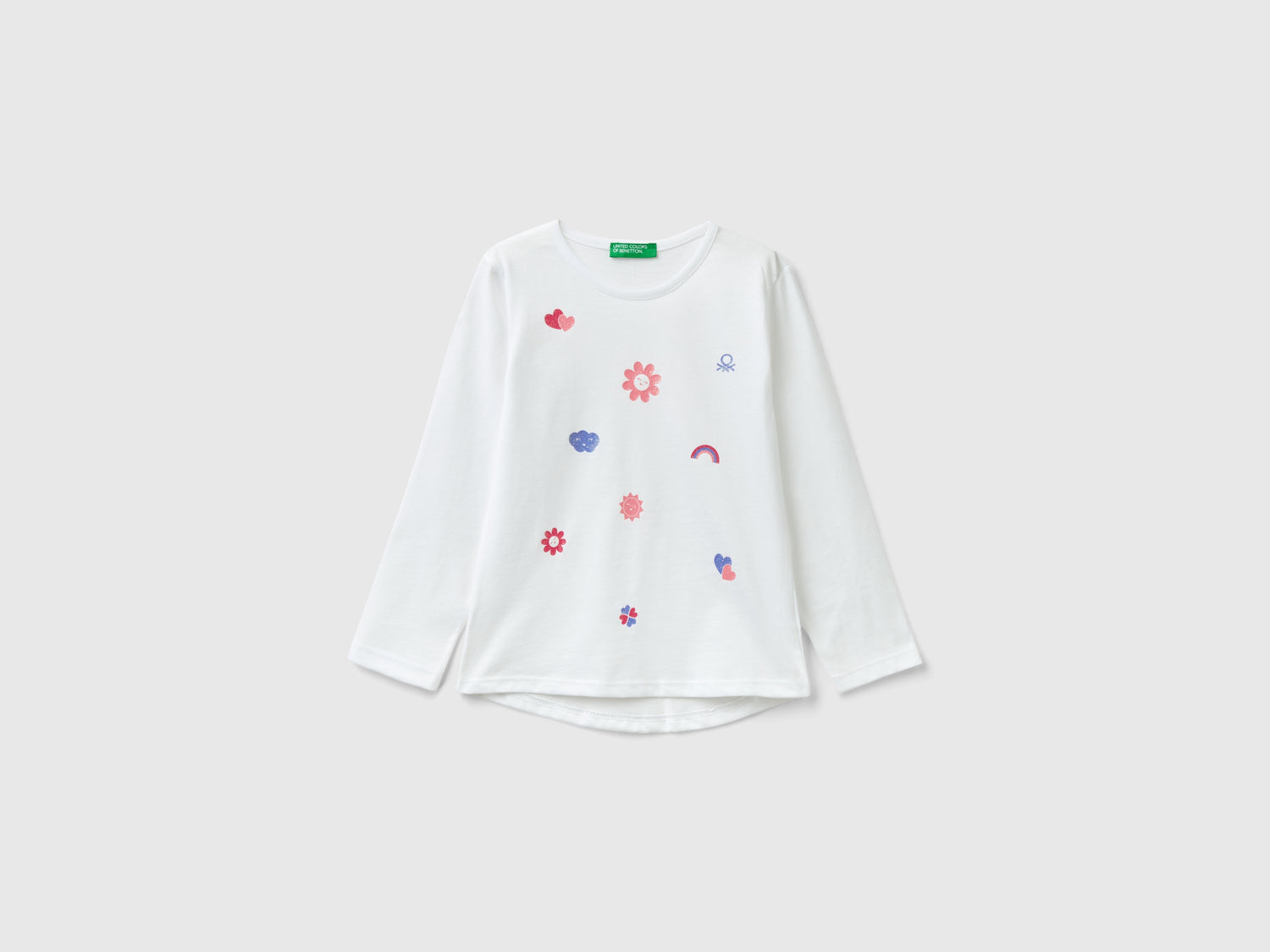 T-shirt in cotone bio con stampa da bimba bianco | Benetton Outlet