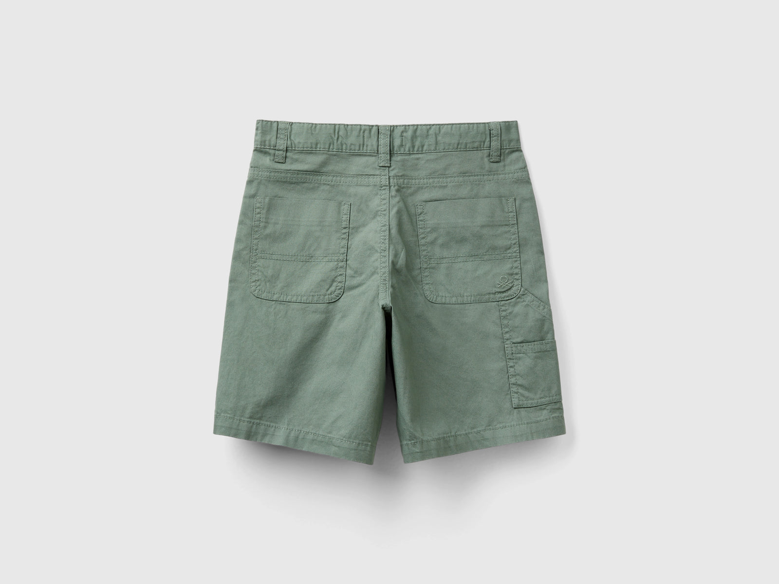 Bermuda in puro cotone da bambino verde militare 2 | Benetton Outlet