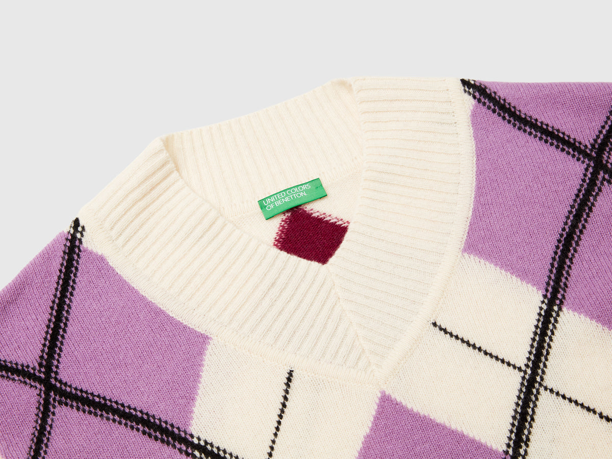 Maglione con intarsio rombi