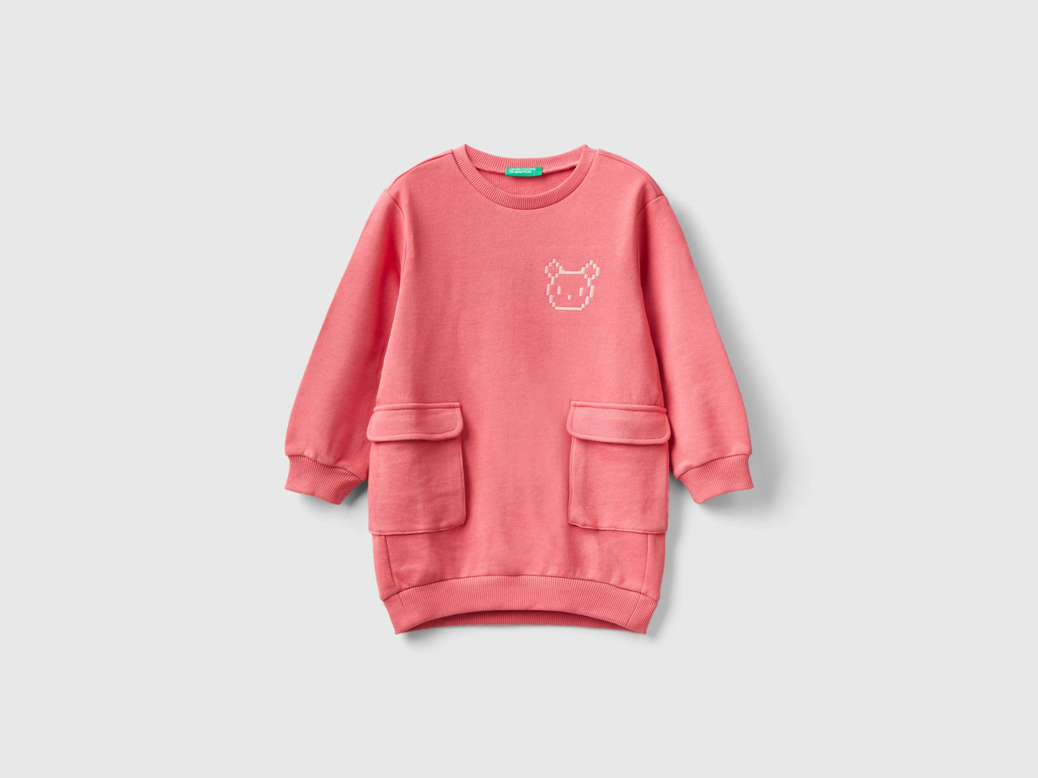 Vestito in felpa con tasche da bimba salmone | Benetton Outlet