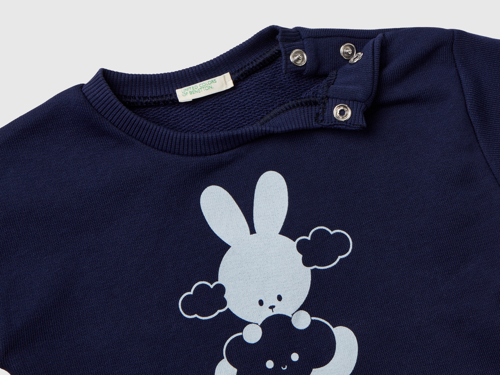 Felpa in cotone bio con stampa da neonato blu scuro 2 | Benetton Outlet