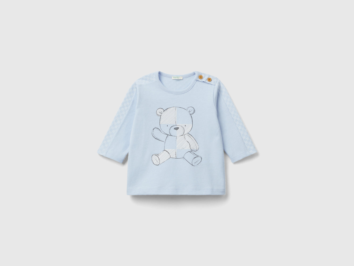 T-shirt optical con stampa orsetto da neonato celeste | Benetton Outlet