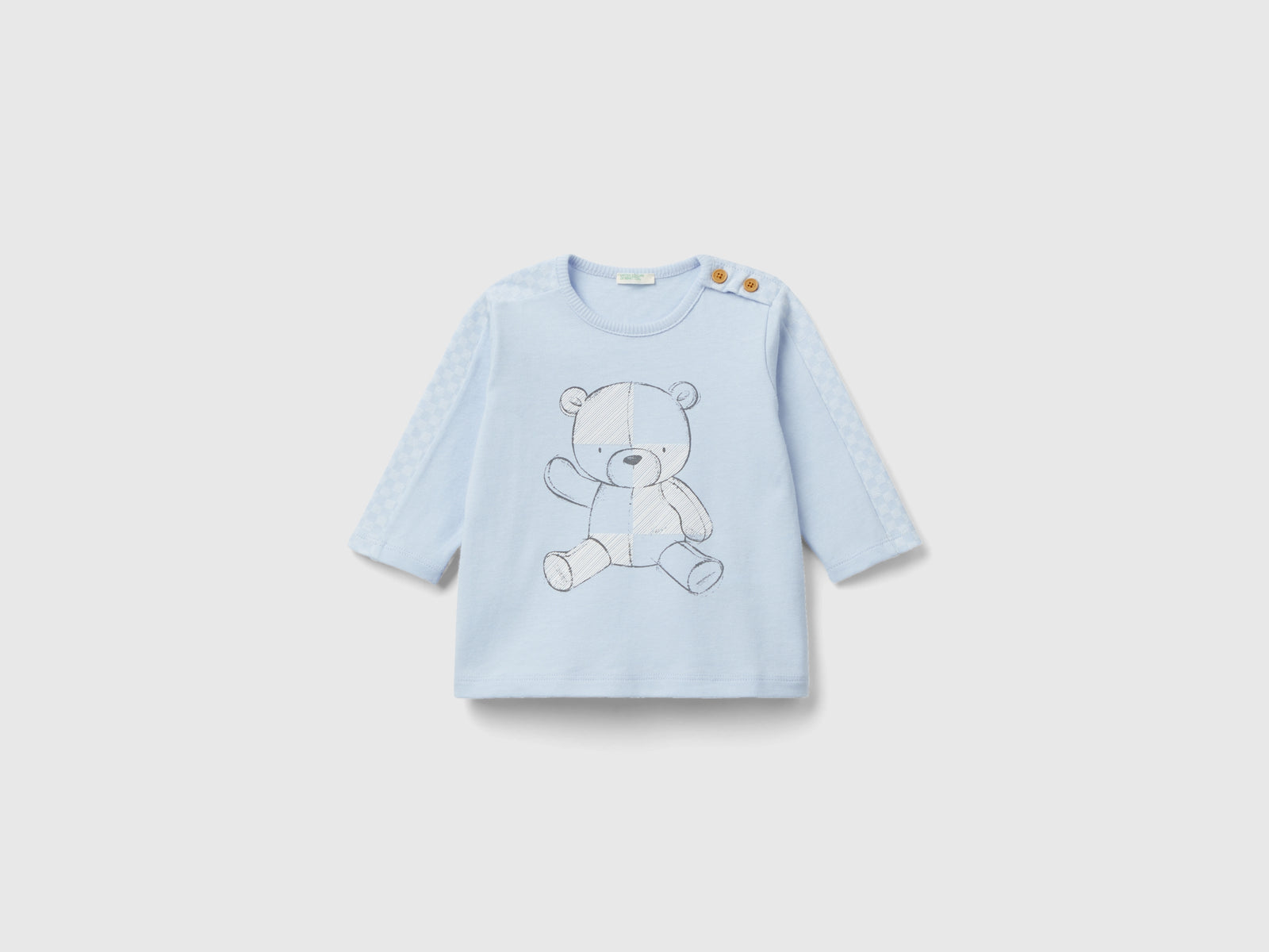 T-shirt optical con stampa orsetto da neonato celeste | Benetton Outlet