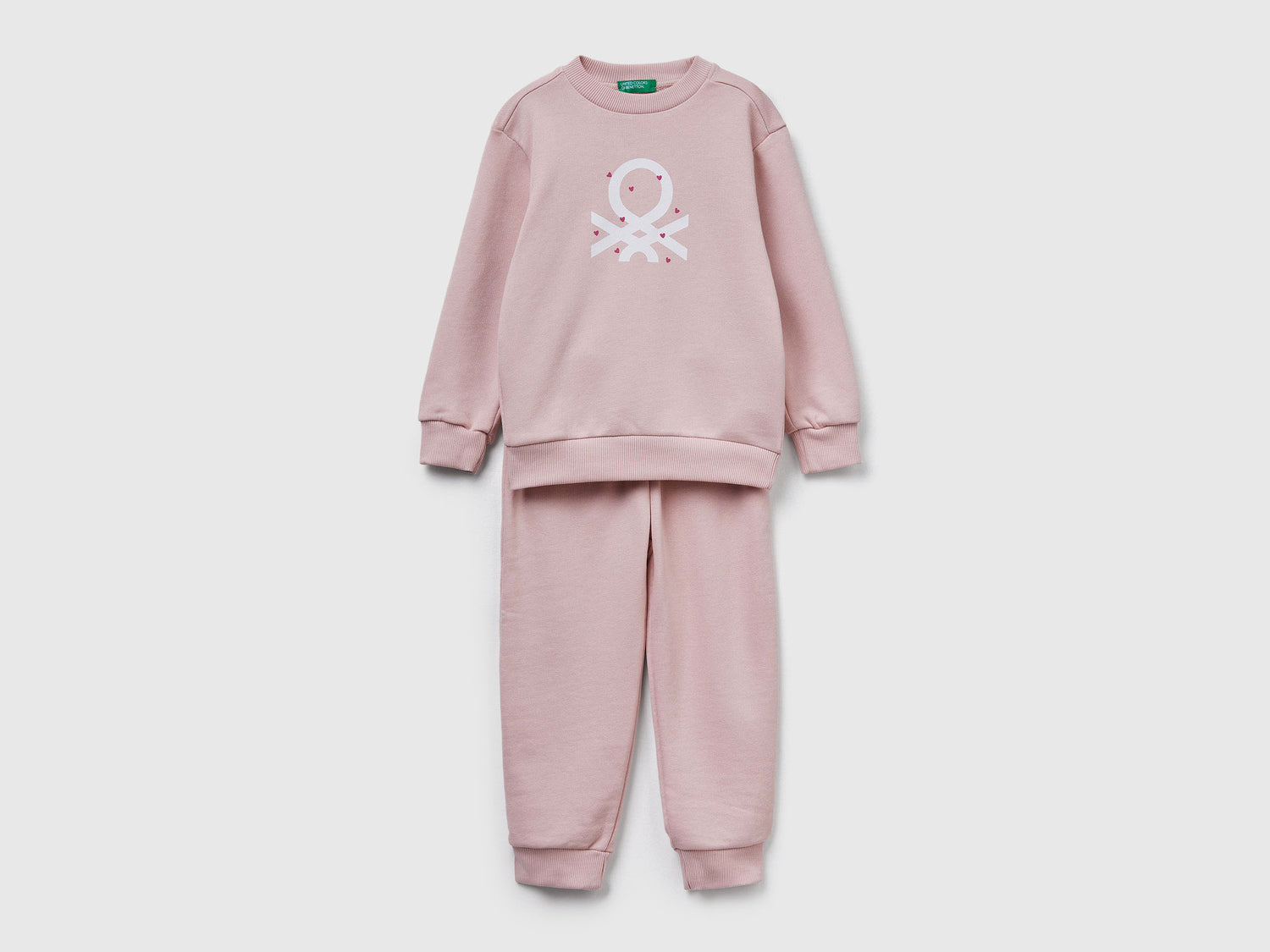 Tuta in felpa con logo da bimbo rosa tenue | Benetton Outlet