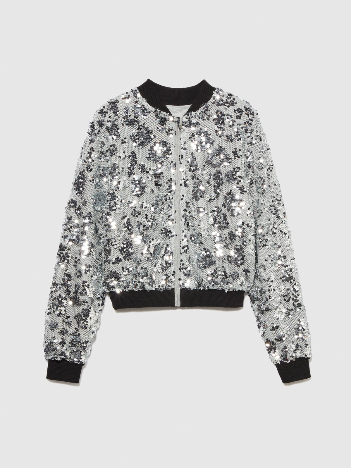 Bomber in rete e paillettes