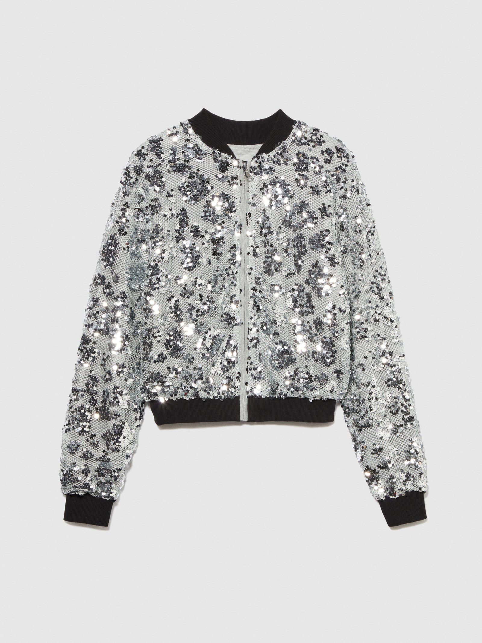Bomber in rete e paillettes da bambina argento | Sisley young Outlet