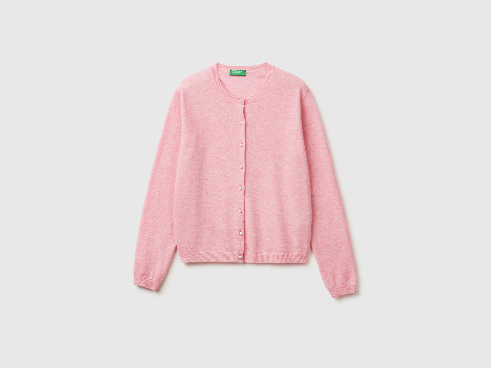 Cardigan in pura lana Merino da donna rosa | Benetton Outlet