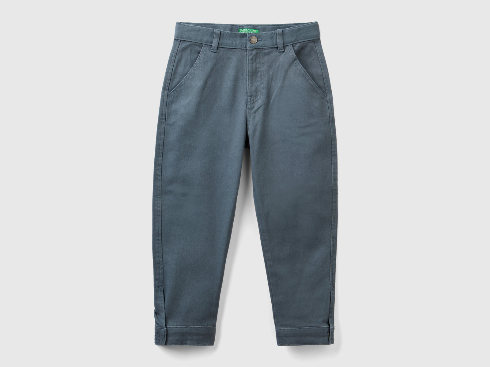 Pantaloni straight regular fit da bambino grigio scuro | Benetton Outlet