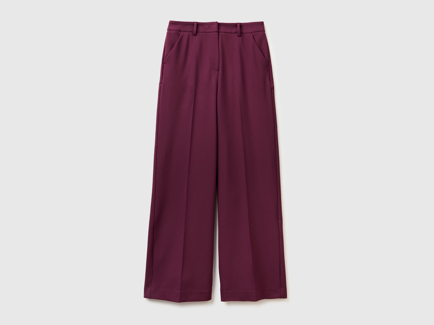 Pantaloni ampi in misto viscosa stretch da donna bordeaux | Benetton Outlet