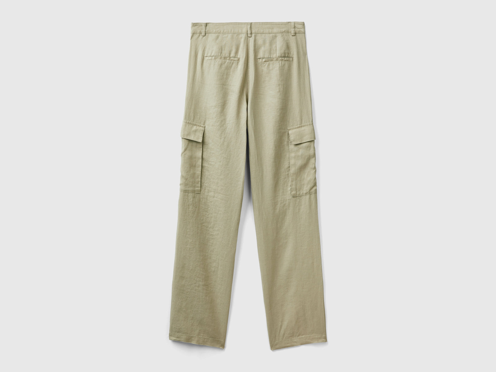 Pantaloni cargo in puro lino da donna beige 2 | Benetton Outlet