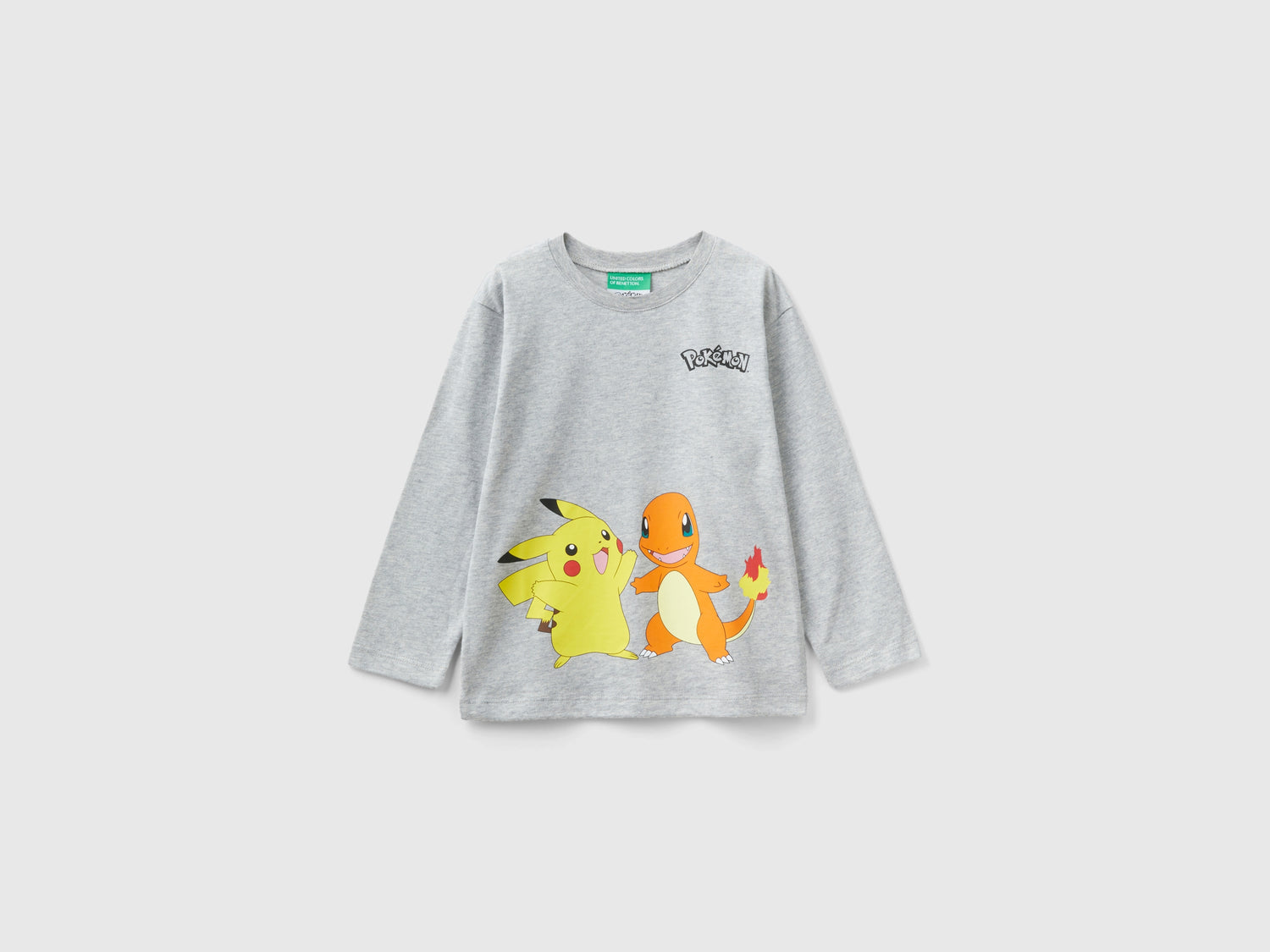 Maglietta Pokémon 100% cotone da bimbo grigio chiaro | Benetton Outlet