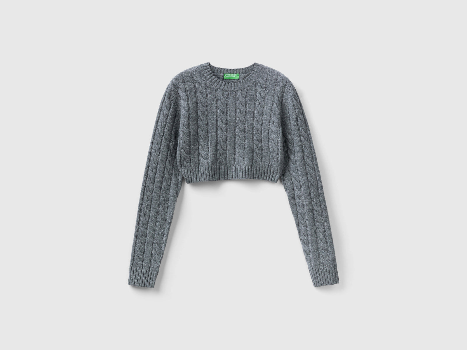 Maglia cropped con trecce da donna grigio scuro | Benetton Outlet