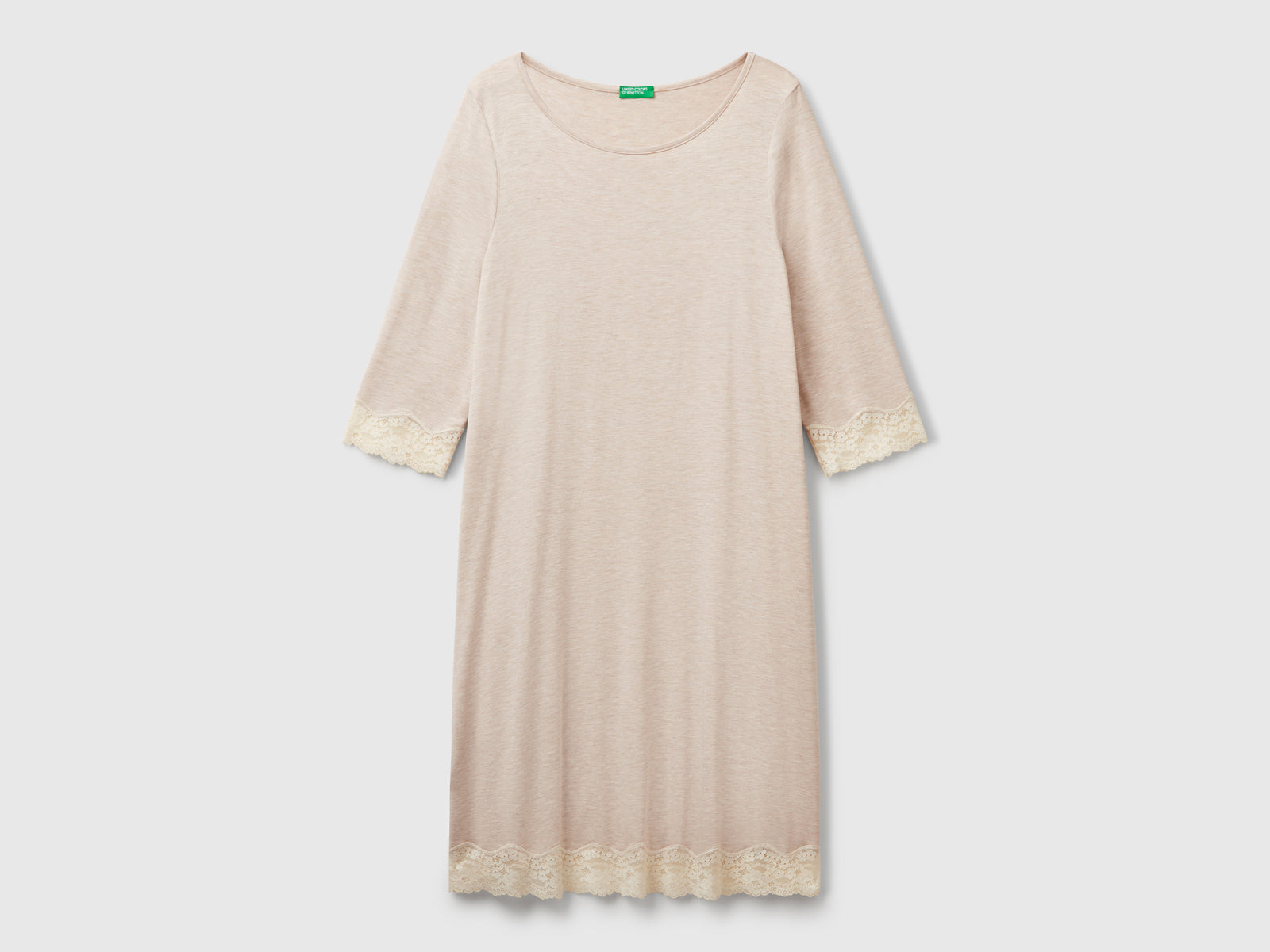 Camicia da notte con dettagli in pizzo da donna beige | Benetton Outlet