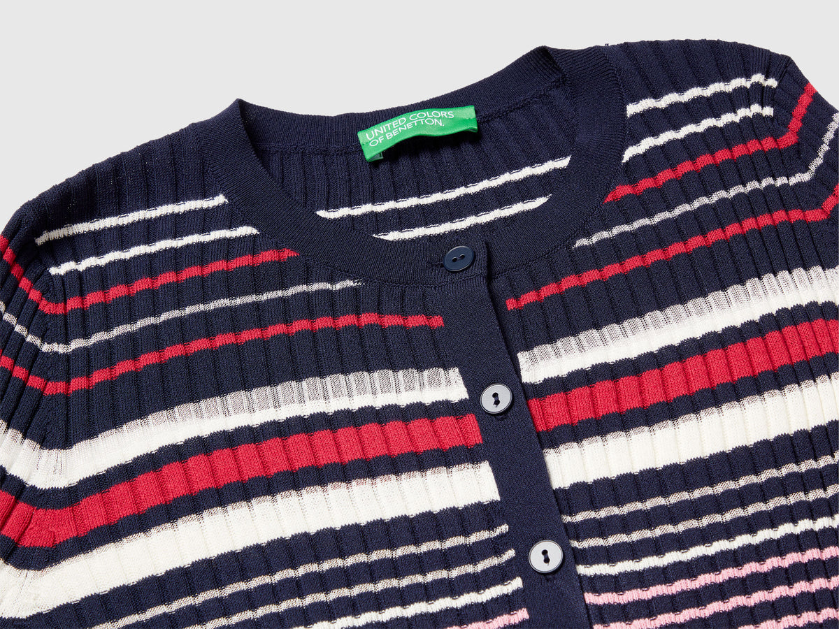 Cardigan a righe in misto viscosa