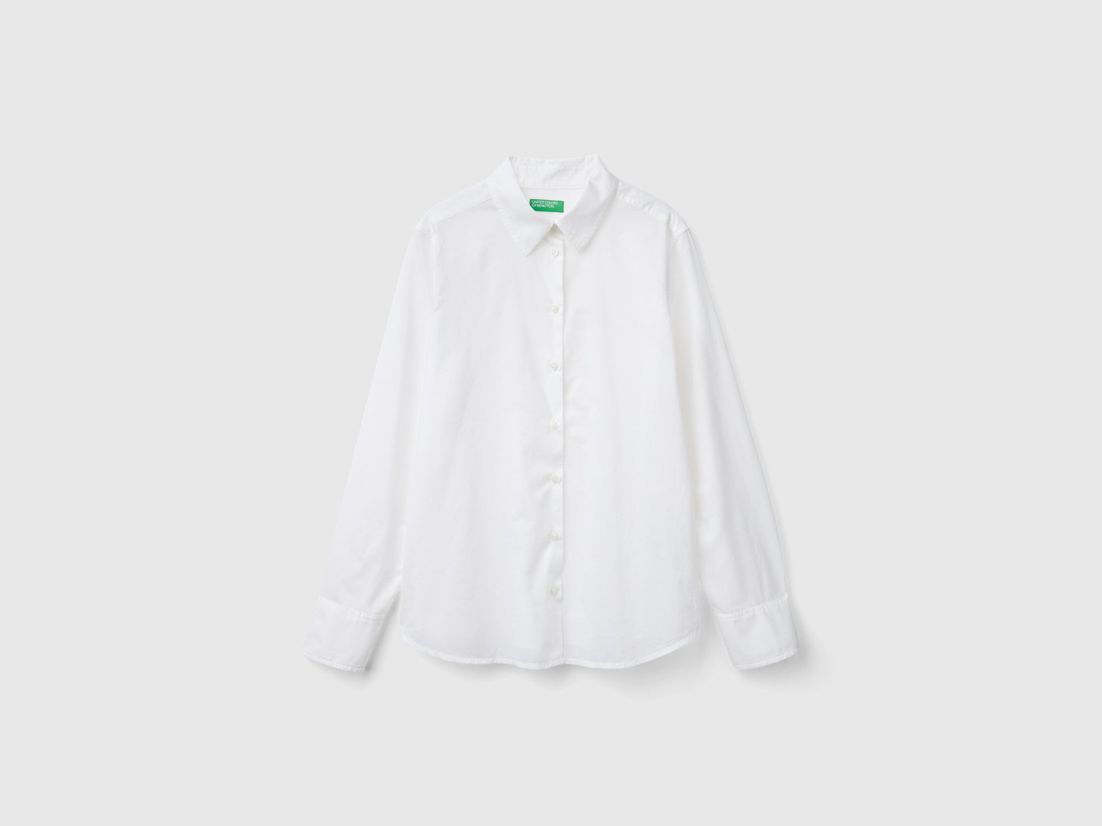 Regular fit shirt in lightweight cotton da donna bianco | Benetton Outlet