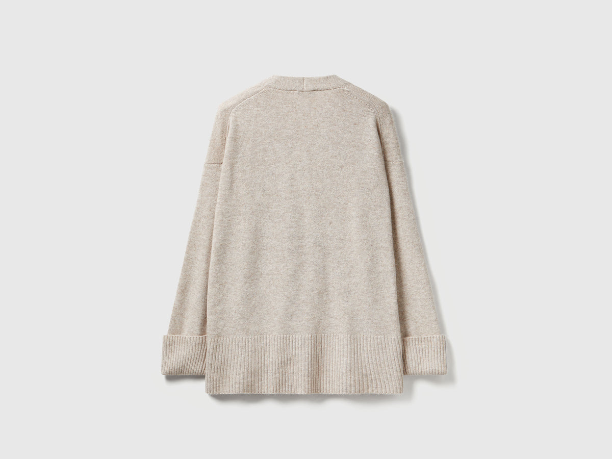 Cardigan over fit in misto lana