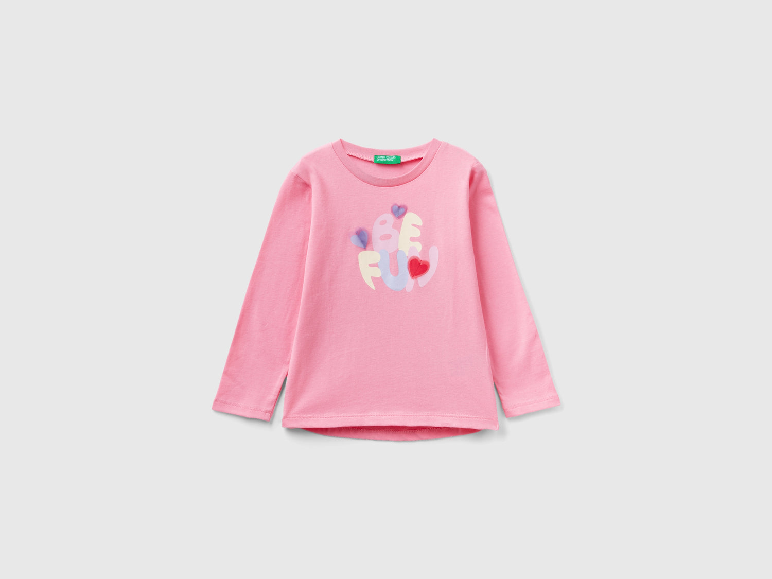T-shirt con stampa e patch da bimba rosa | Benetton Outlet