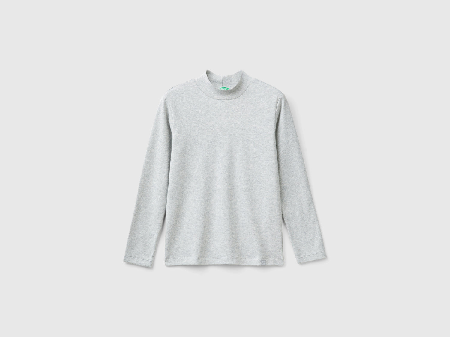 T-shirt lupetto a costine da bambino grigio chiaro | Benetton Outlet