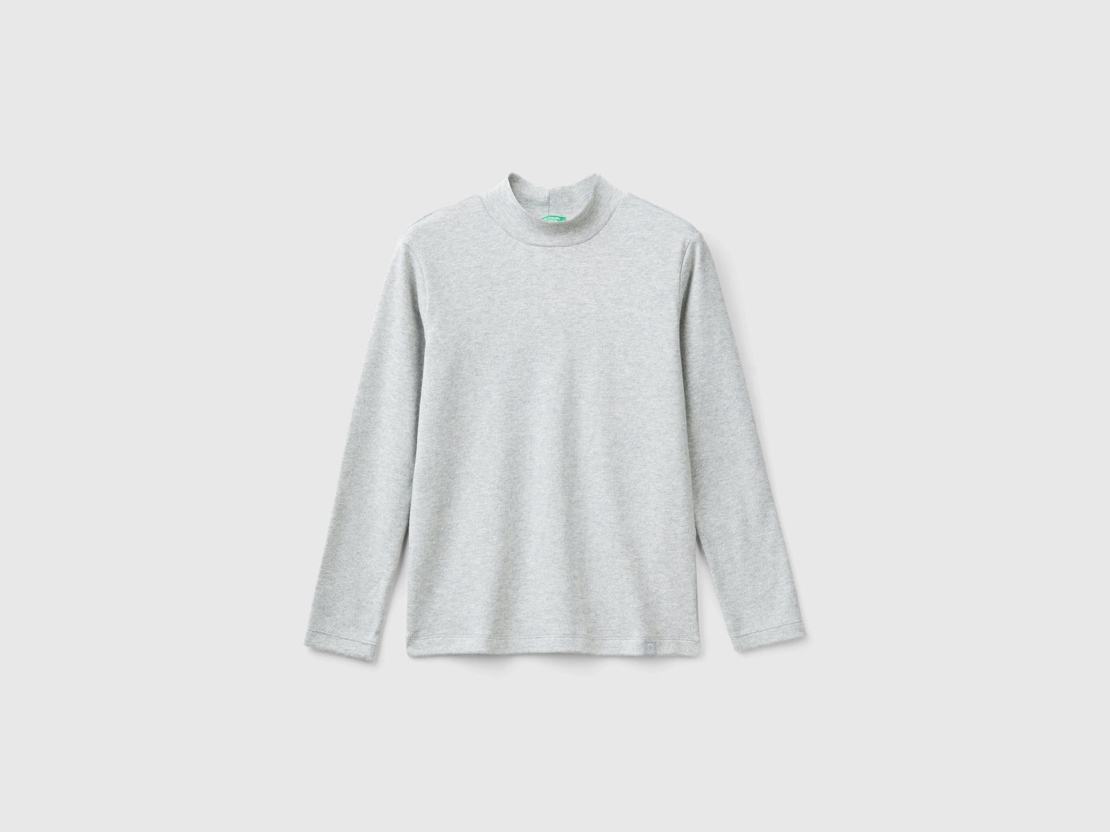 T-shirt lupetto a costine da bambino grigio chiaro | Benetton Outlet