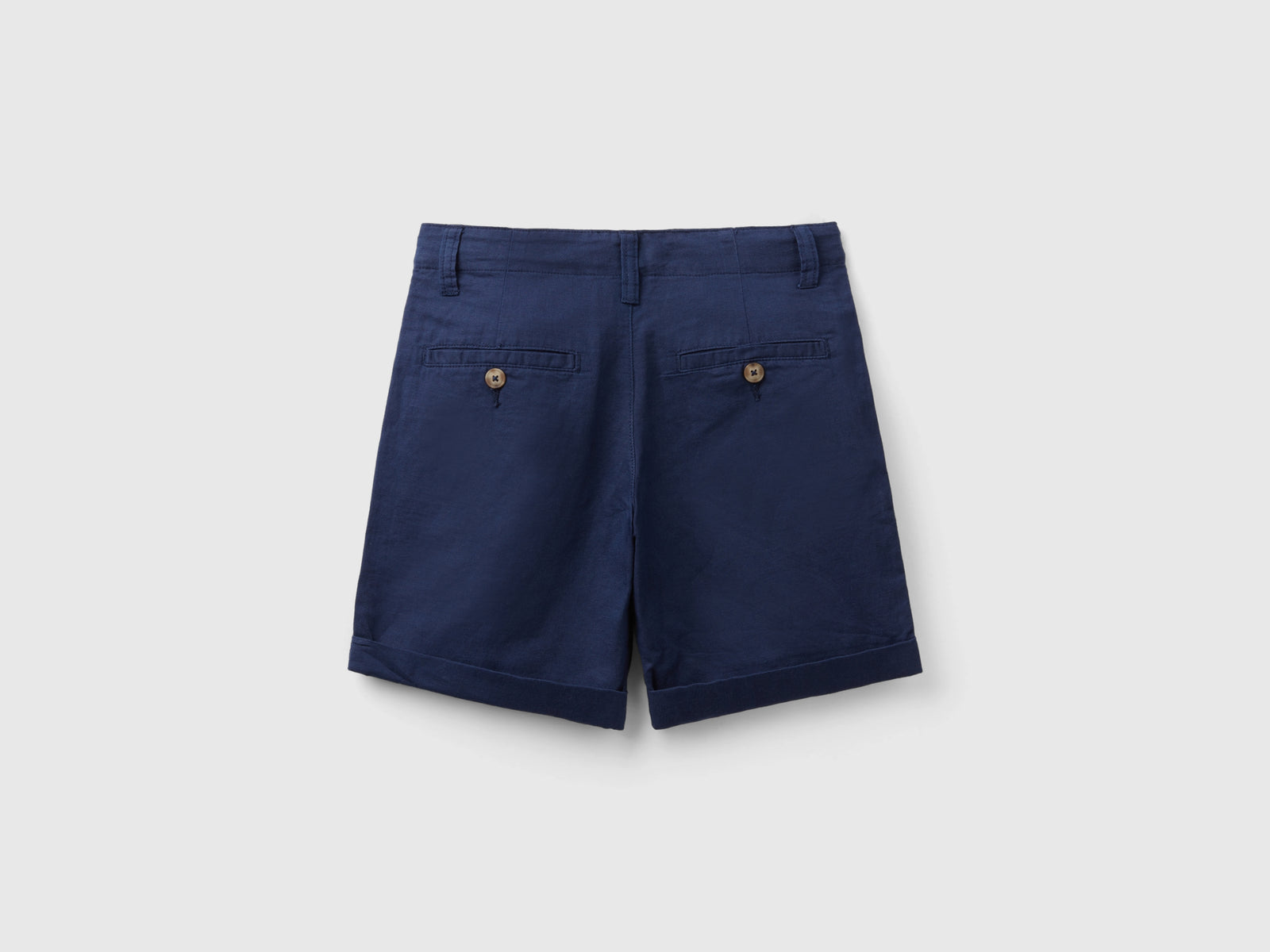 Bermuda chino in misto lino da bambino blu scuro 2 | Benetton Outlet