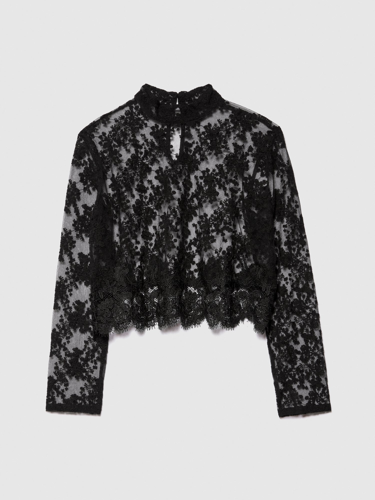 Blusa in tulle da donna nero | Sisley Outlet
