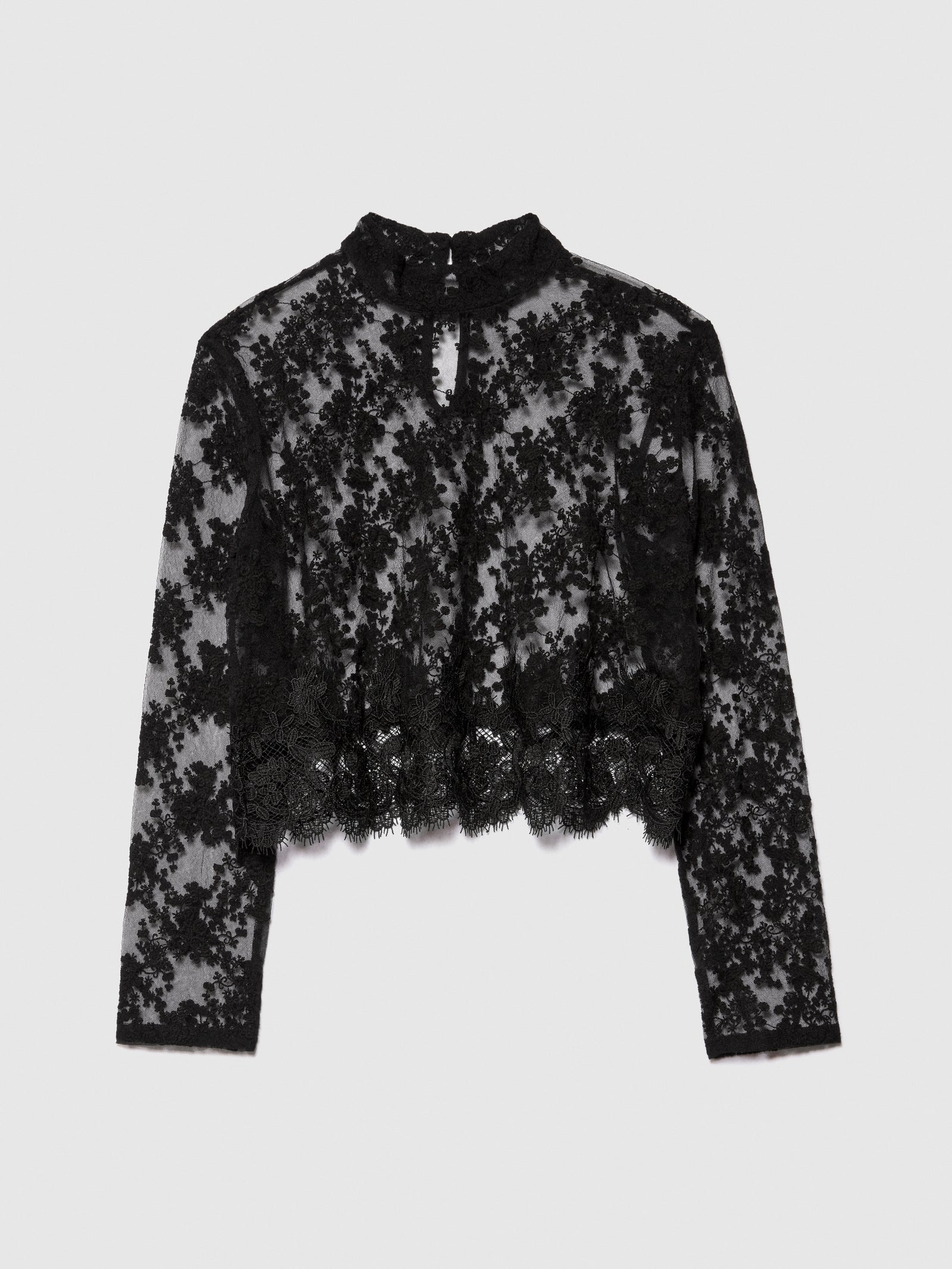 Blusa in tulle da donna nero | Sisley Outlet
