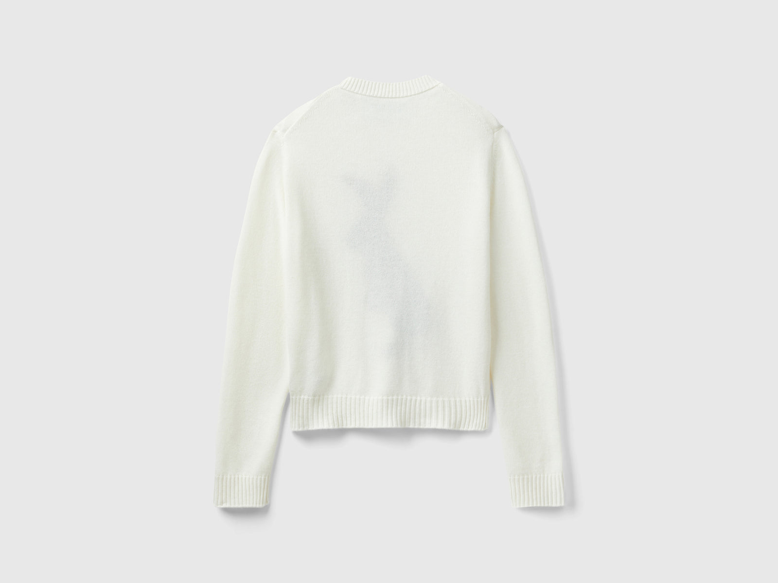 Maglioncino con intarsio coniglio da donna bianco 2 | Benetton Outlet