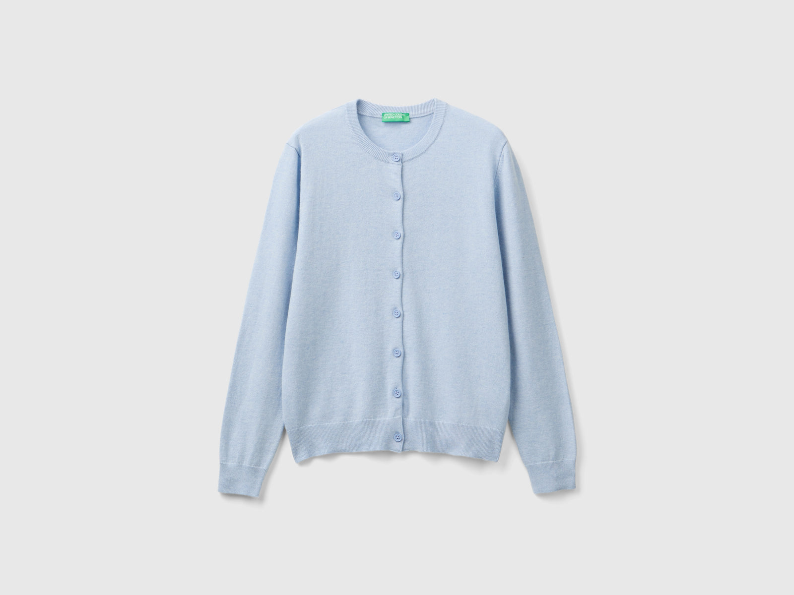 Cardigan carta da zucchero in misto lana e cashmere da donna azzurro | Benetton Outlet