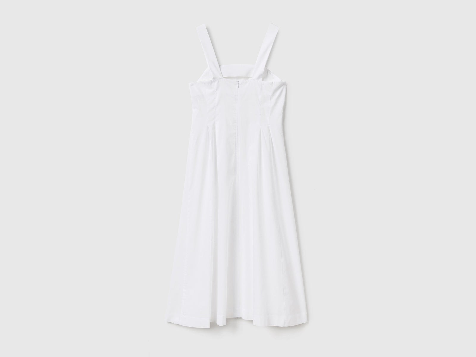 Abito midi smanicato in tessuto leggero di puro cotone da donna bianco 2 | Benetton Outlet