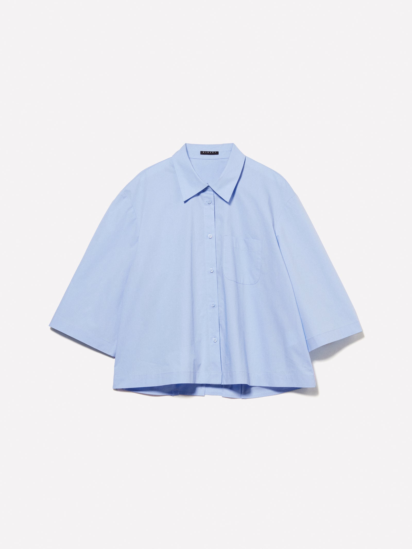Camicia cropped azzurra con pieghe da donna azzurro | Sisley Outlet