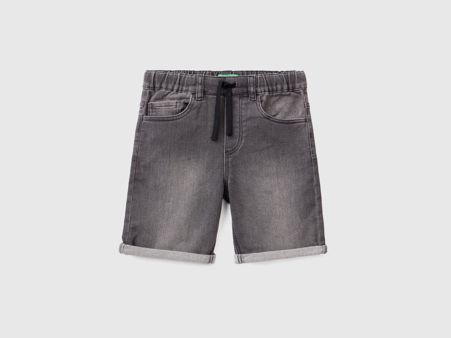 Bermuda in denim elasticizzato da bambino grigio scuro | Benetton Outlet