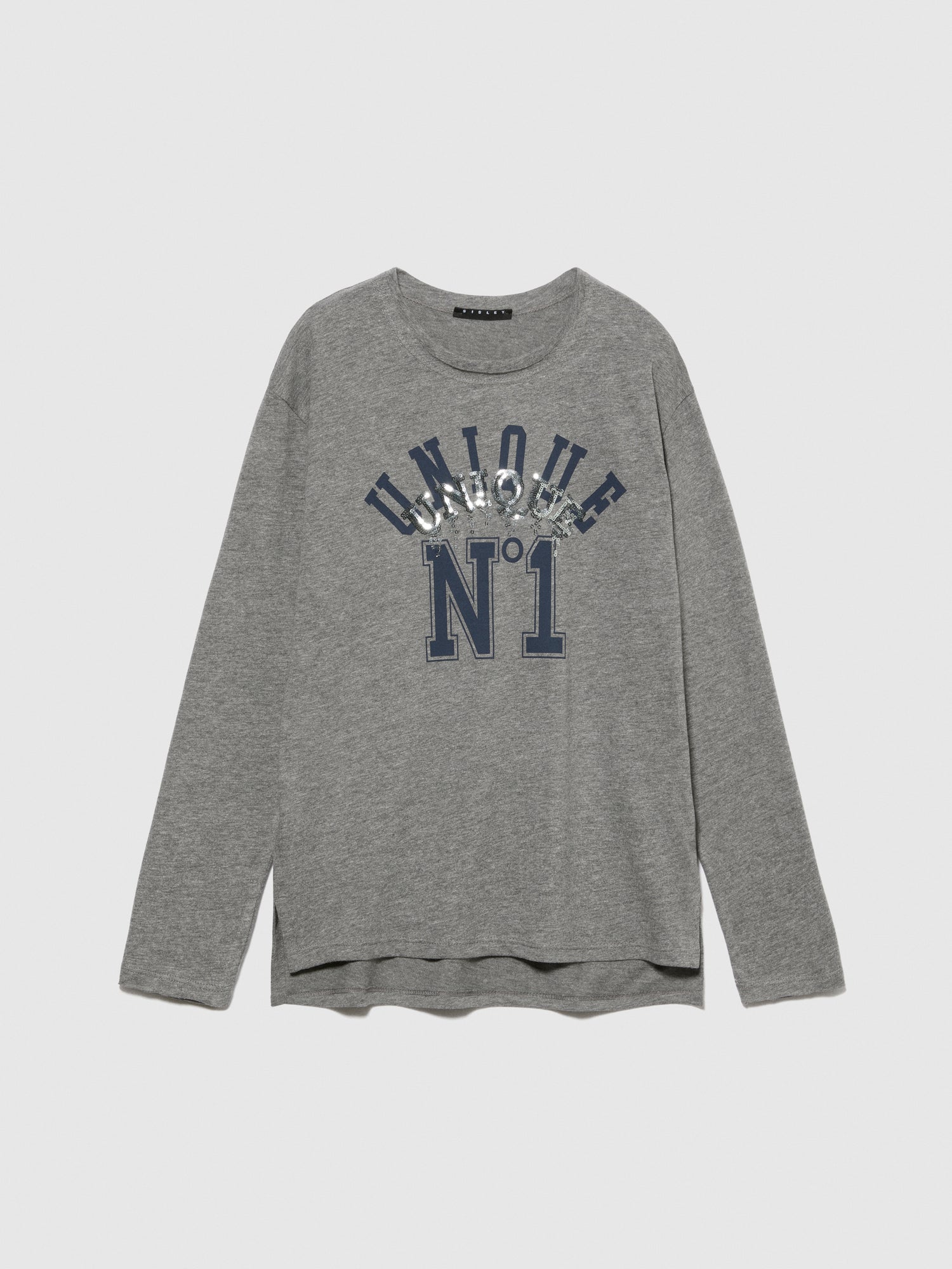 T-shirt con stampa e paillettes da bambina grigio | Sisley young Outlet