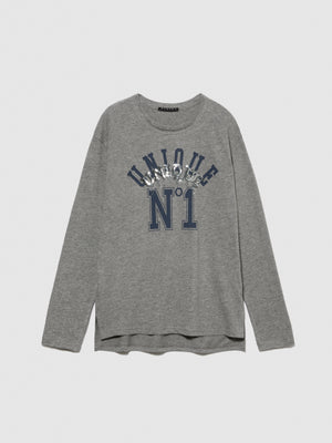 T-shirt con stampa e paillettes