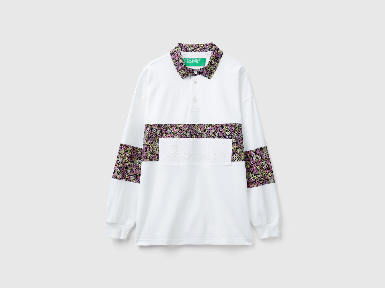 Polo rugby con dettagli floreali da uomo bianco | Benetton Outlet