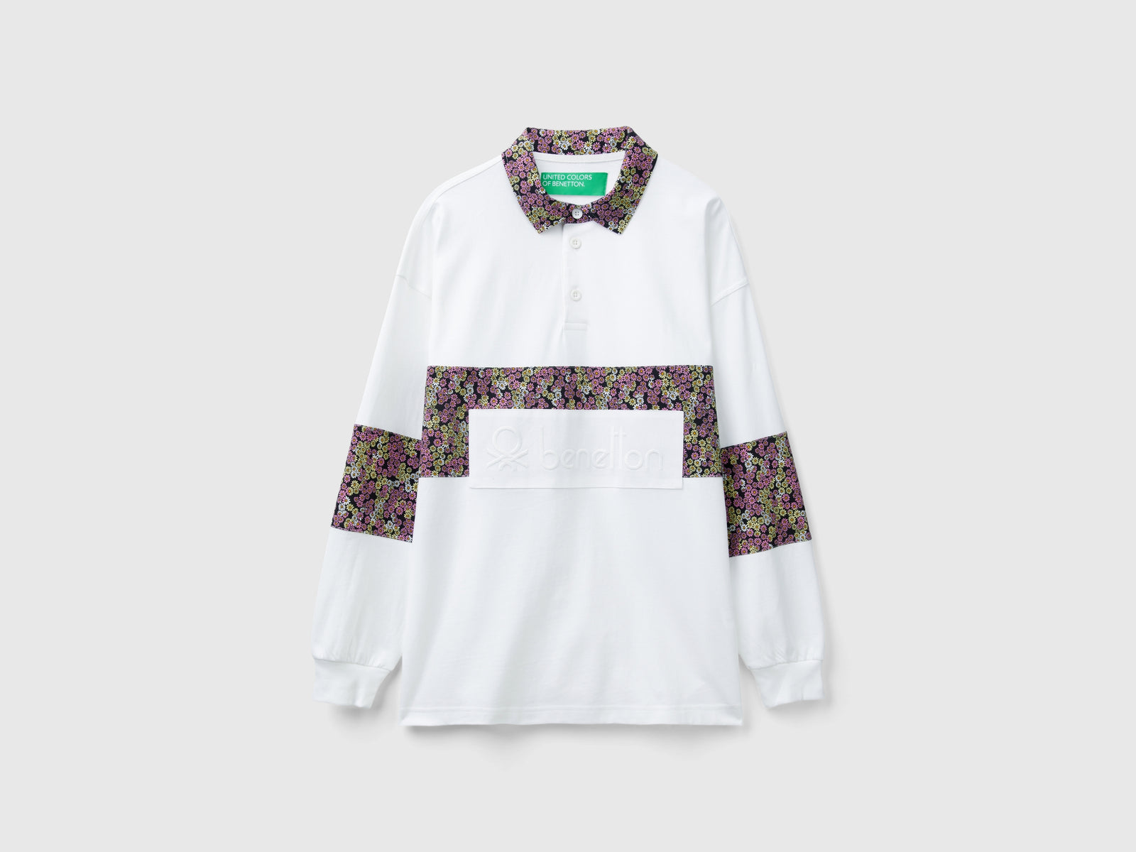 Polo rugby con dettagli floreali da uomo bianco | Benetton Outlet