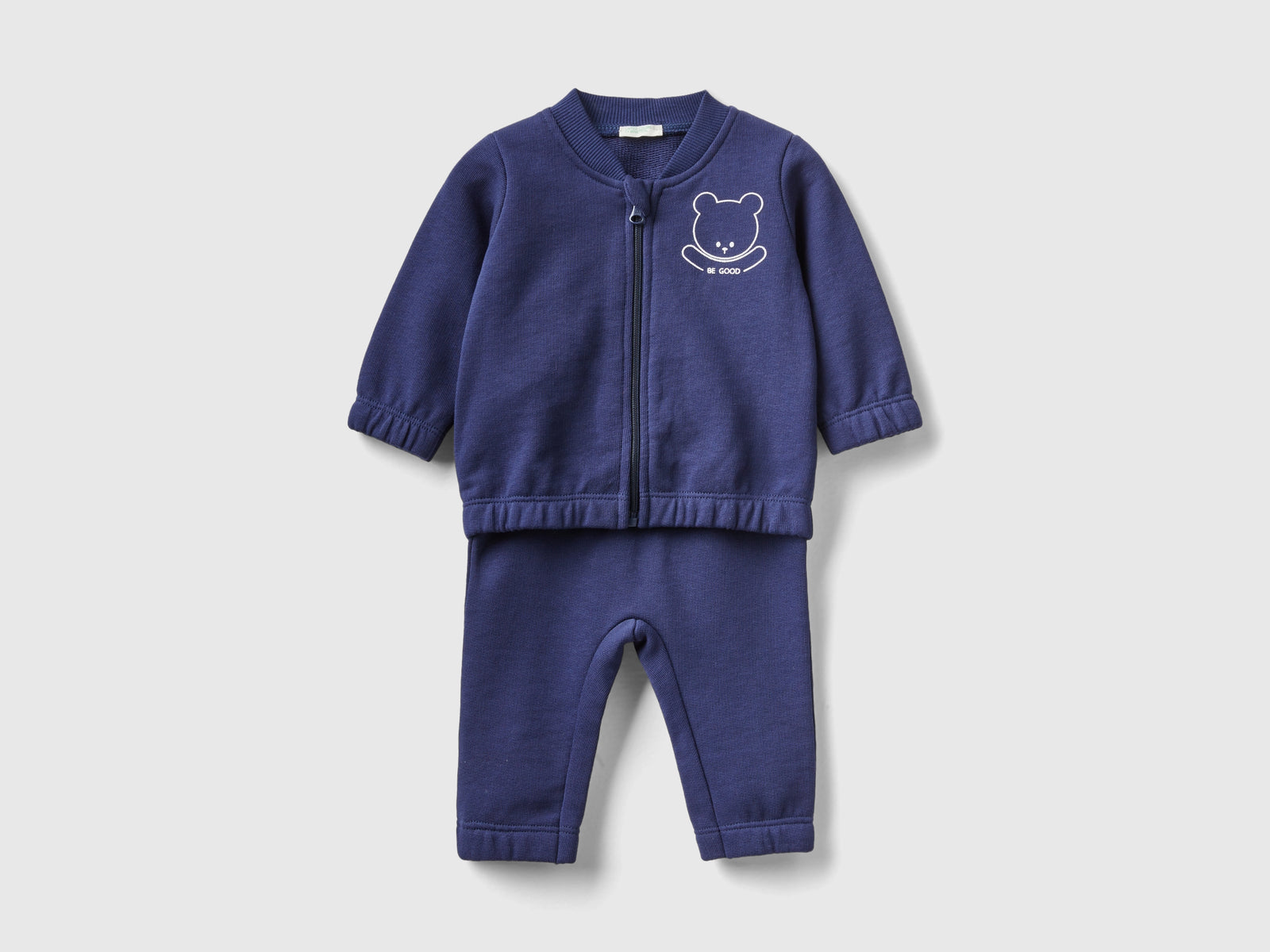 Completino in felpa di cotone bio da neonato blu scuro | Benetton Outlet