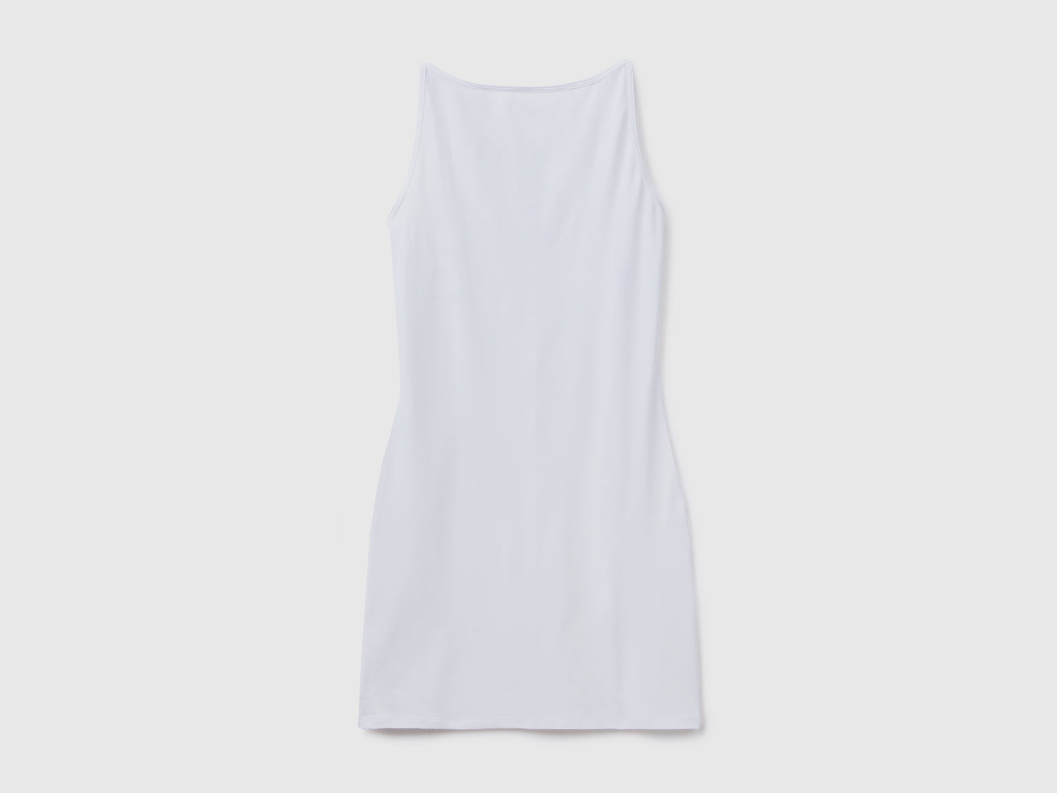 Vestito corto smanicato in cotone elasticizzato dalla vestibilità aderente da donna bianco | Benetton Outlet
