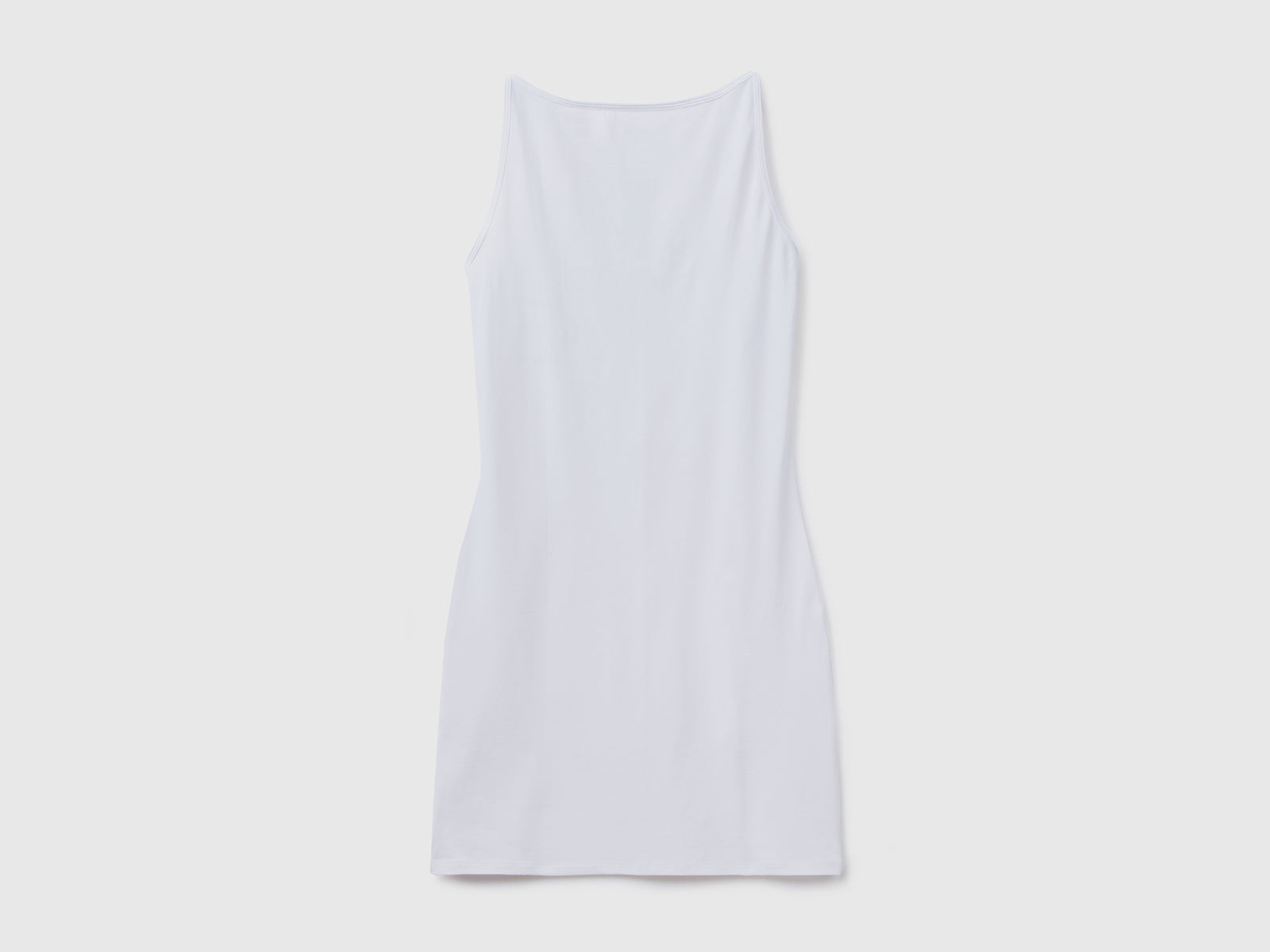 Vestito corto smanicato in cotone elasticizzato dalla vestibilità aderente da donna bianco | Benetton Outlet