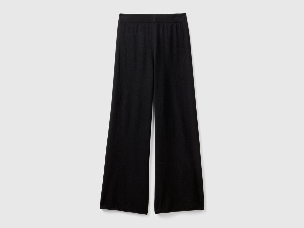 Pantaloni ampi in misto lana e cashmere