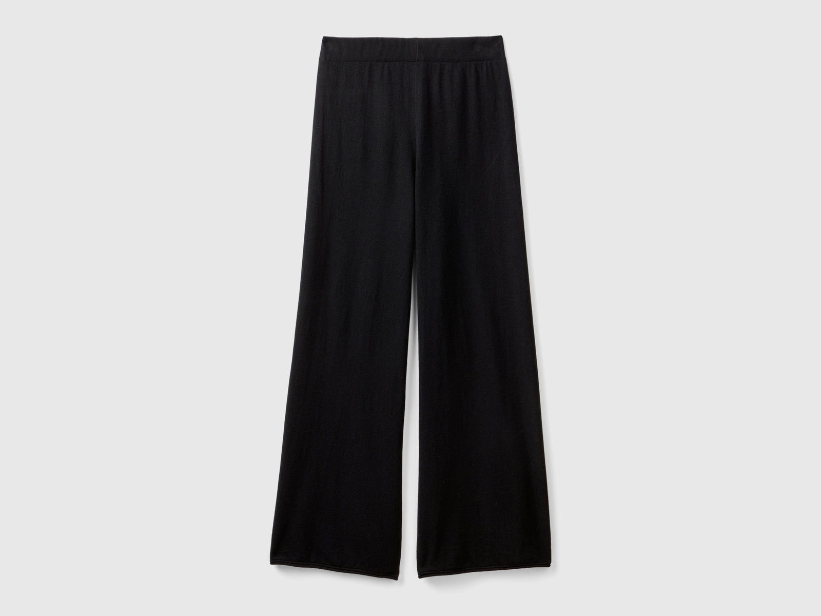 Pantaloni ampi in misto lana e cashmere da donna nero | Benetton Outlet